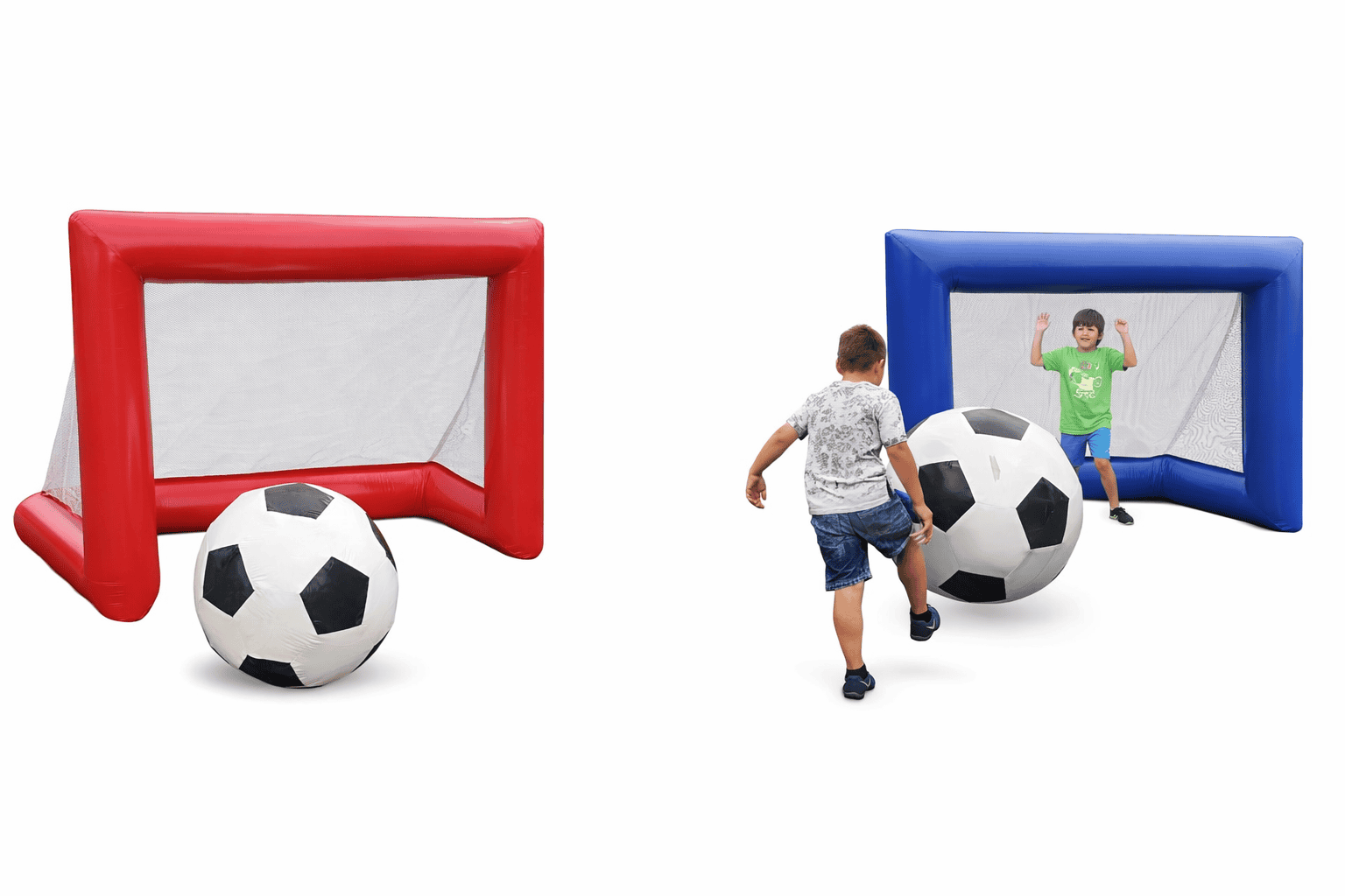 Dětské fotbalové branky s míčem, ideální pro venkovní hry a sportovní aktivity dětí.