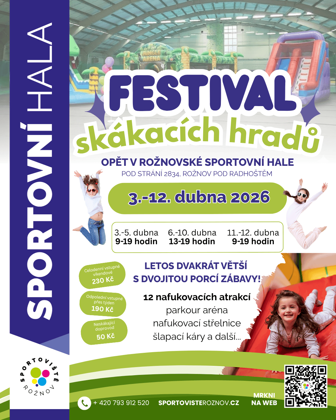 Hradynazahrady.cz – festival skákacích hradů v Roztokách. Festival skákacích hradů v Roztokách, sportovní akce pro děti, atrakce a zábava v sportovní hale.